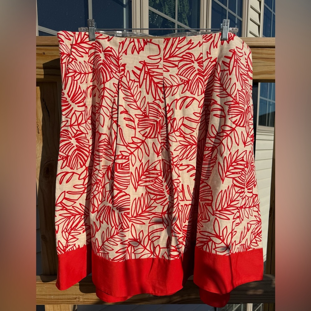 Lane Bryant Red and Cream Patterned Skirt